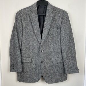 Harris Tweed Stafford Blazer Mens 42R Gray Herringbone Wool Sport Coat Classic